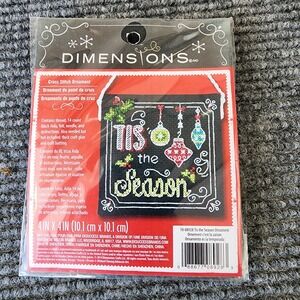 Dimensions Tis The Season Counted Cross Stitch 4x4 Christmas Ornament